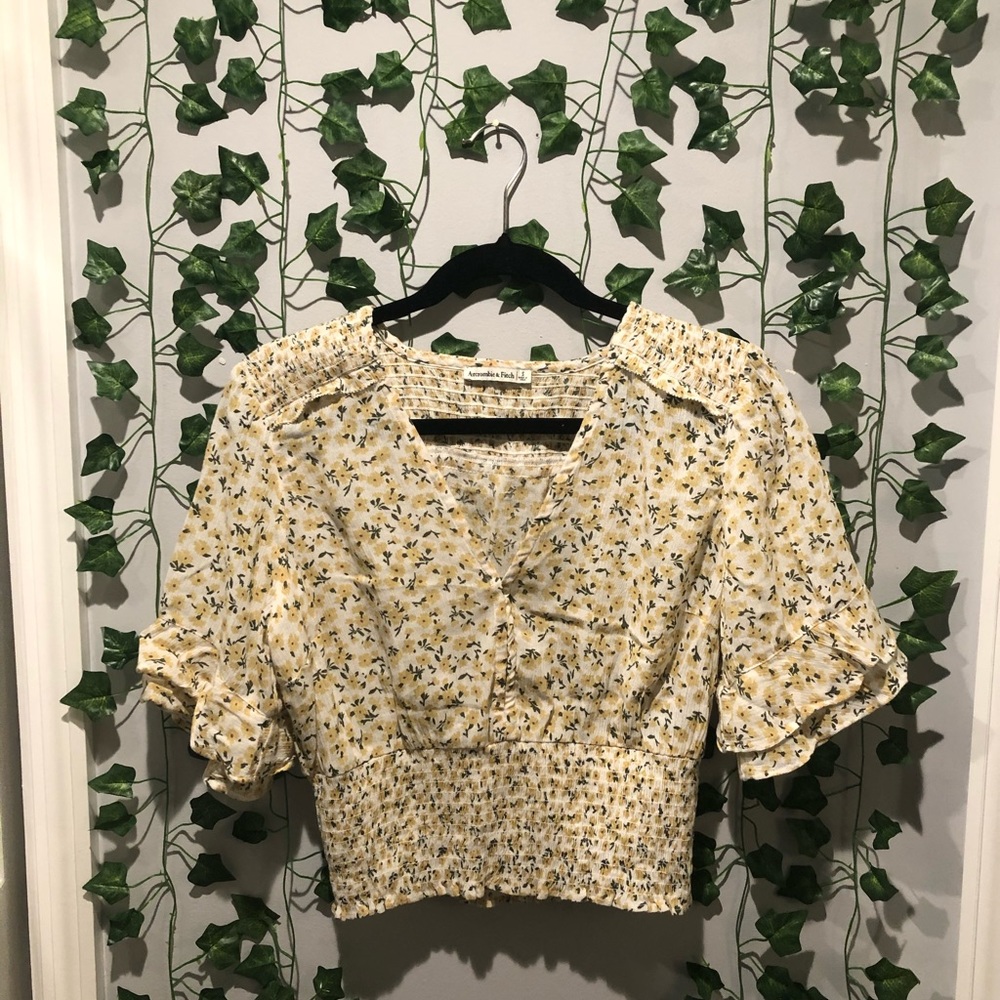 yellow floral abrocrombie blouse